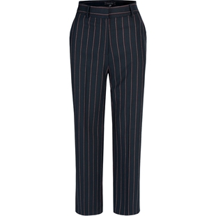 MARYLING玛俪琳夏季蓝底彩条纹直筒长裤西装裤A1CCW51400