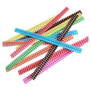 彩色格子塑料包铁丝扎带烘焙包装袋子封口扎丝绑丝面包扎捆条包邮