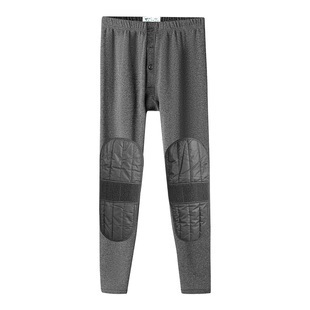 七匹狼保暖裤男士加绒加厚带护膝秋裤秋冬季宽松款防寒打底棉毛裤