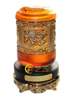 荣华富贵琉璃茶叶罐生日礼品摆件