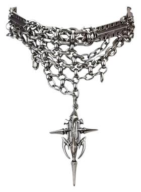 【AGD】IIIMIII 糜烂金属系列 暗黑十字架链条不规则拼接项链礼物