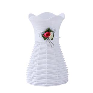 简约现代塑料花篮仿真藤编花瓶家居插花花器小清新家居装饰品摆件