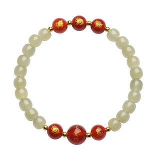 和田玉本命年手链生肖马年三合六合手串男女红玛瑙转运珠礼物玉石