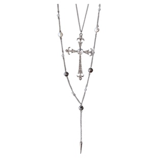 十字架长款多层项链女个性金属亚比配饰y2k甜酷高级感毛衣链