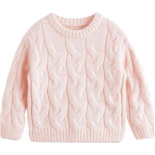 马克珍妮女童立体绞花仿貂毛毛衣 儿童针织衫2025年秋冬装241773