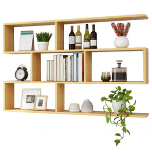 墙上置物架简约创意格子餐桌壁挂架墙面实木红酒架书架装饰隔板架