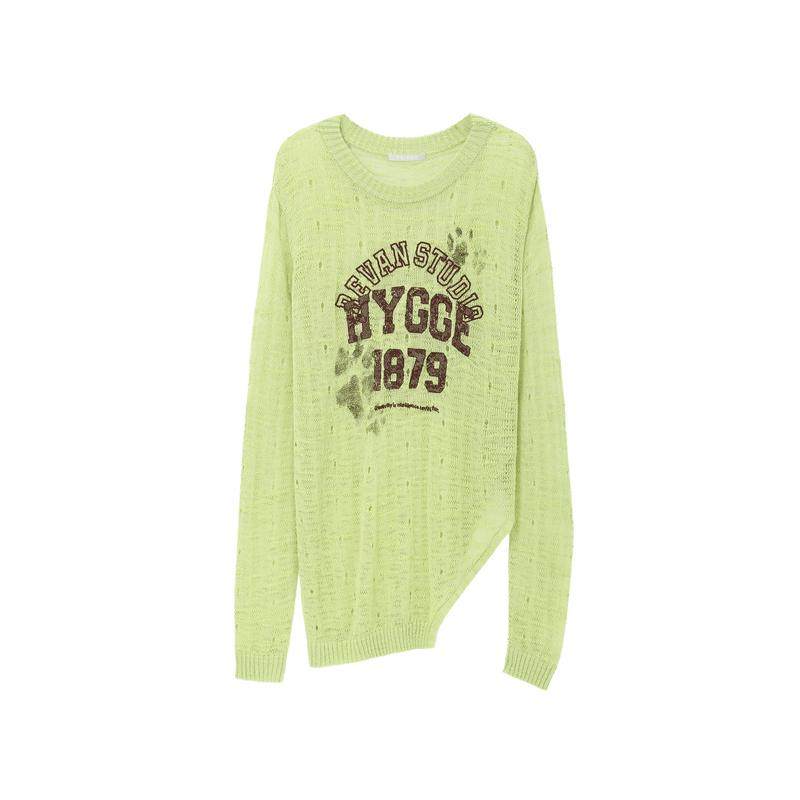 REVAN芮范设计师款浅绿色镂空针织毛衫RL10601125