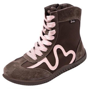 芭比童鞋女童靴子2025新款秋冬拳击鞋冬季加绒运动鞋短靴儿童棉鞋