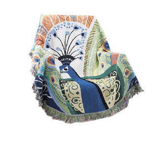 网红美式花鸟多功能沙发盖布沙发巾线毯户外露营毯子沙发套防尘罩