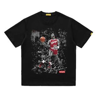 摇滚计划球星飞人mj上篮美式T恤男女同款夏季学生运动透气短袖潮