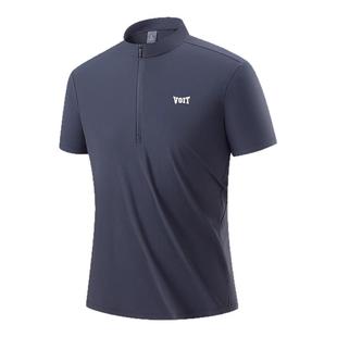 VOIT沃特体能训练服短袖t恤男冰感拉链立领健身运动速干上衣夏季