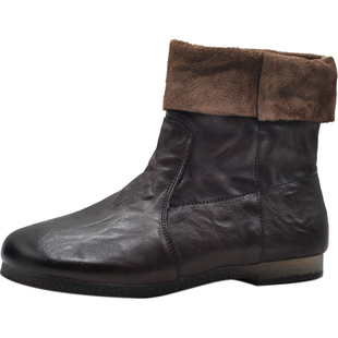 Artmu阿木复古加绒加厚雪地靴女款冬季两穿单靴平底短靴中筒棉靴