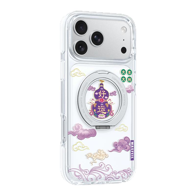 ZHIZHE×好运葫芦适用iPhone17Promax手机壳新款ip15磁吸带支架Go8苹果16Pro保护套支点透明高级感13pm简约