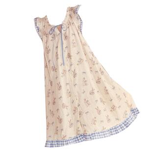 Gukoo/果壳睡裙夏季新款兔子满印甜美可外穿女士家居服无袖睡裙B