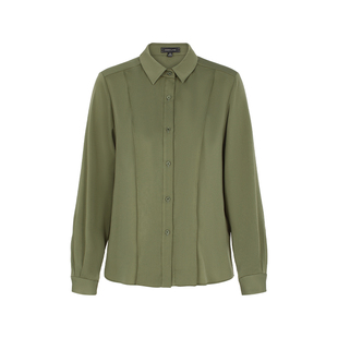 MARYLING玛俪琳2025初夏新品简约橄榄绿纯色长袖衬衫A1FCW20230