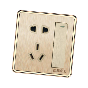 雅白86开关插座面板暗装二三五孔带开关一开单控带5五孔电源插座