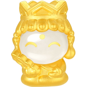 潮宏基好事发生本命佛足金和田玉转运珠串珠黄金吊坠5D硬金生肖蛇