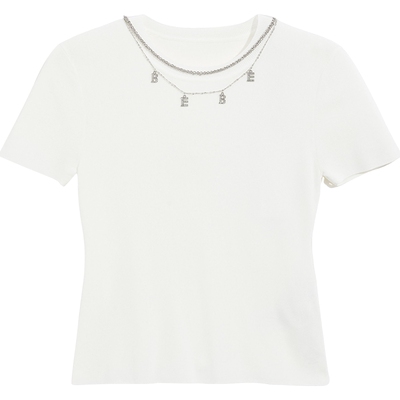 bebe秋季新款链条修身针织上衣