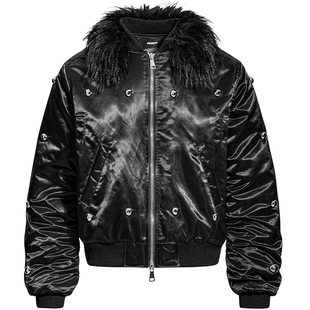 OV原创美式亚比风毛领可拆卸连帽棉服外套女冬季宽松保暖棉衣男潮