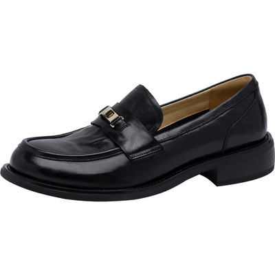 沙驰女鞋英伦风厚底乐福鞋女单鞋