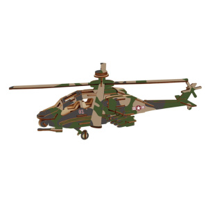 木制3D立体拼图益智玩具  儿童手工拼装战斗飞机轰炸机直升机模型