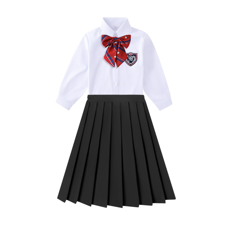 元旦学院风小学生校礼服女儿童白衬衫合唱朗诵演出黑裙子主持套装