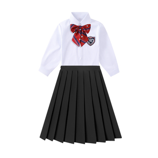 学院风小学生校礼服男女儿童白衬衫合唱朗诵演出黑裙子毕业照套装