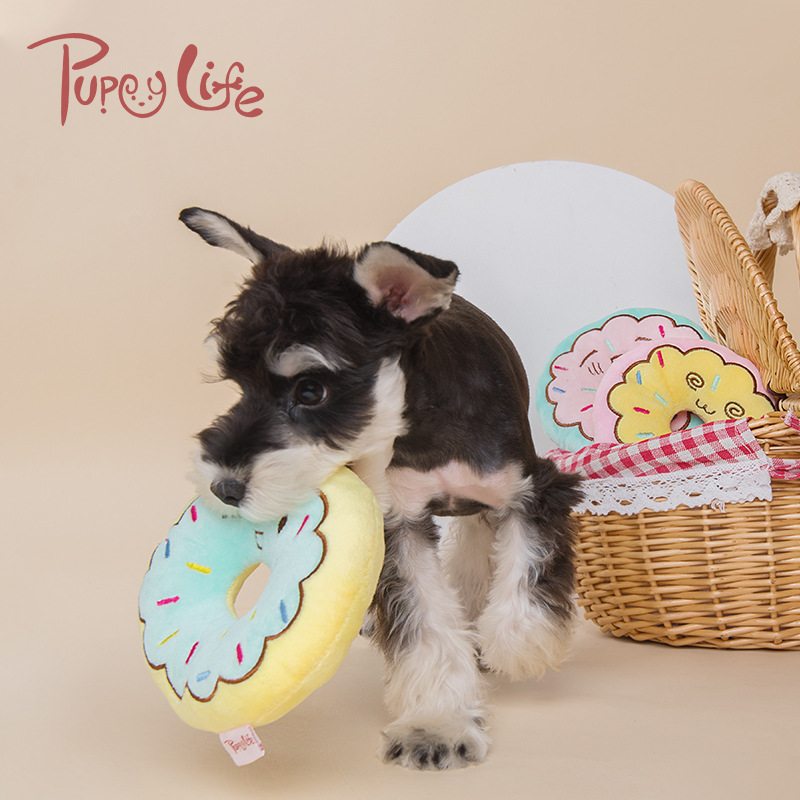 新品 宠物用品狗玩具 毛绒啃咬互动狗玩具 马卡龙甜甜圈毛绒狗狗
