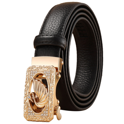 dalidou女士天鹅真皮自动扣皮带