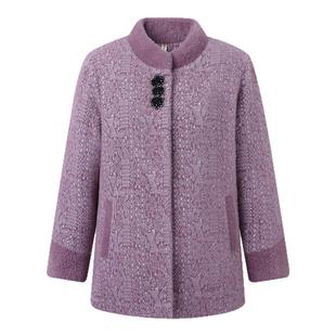 妈妈冬装加绒加厚水貂绒外套保暖中老年女人2025新款加棉毛呢大衣