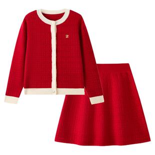 eland kids衣恋童装女童针织套装26年春季新品刺绣含绵羊毛半身裙