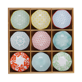 围炉竹木九宫格餐具碟子火锅店酱料分格餐盘蔬菜托盘烤肉木盘拼盘