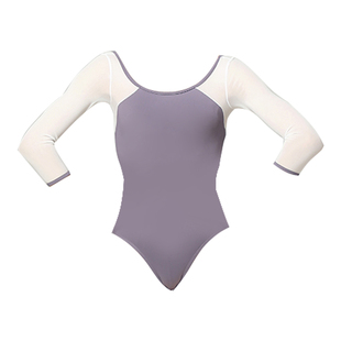 青青之舞 | 进口奶丝拼纱网插肩中袖连体服 舞蹈服女芭蕾练功服