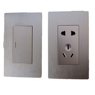 正泰开关插座面板120型9K香槟金色拉丝正太家用墙壁暗装墙式五孔