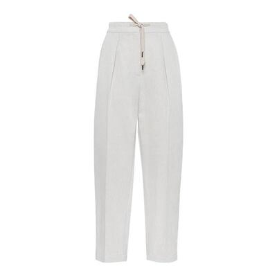 BC/BRUNELLO CUCINELLI 女士抽绳棉麻直筒九分休闲裤银泰301604