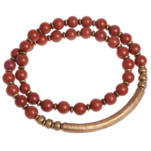 非鱼之家红碧石珠子多层手串情侣原创复古民族风手链女文艺男饰品