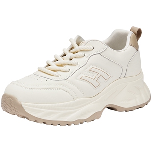 热风厚底老爹鞋女鞋2026年春季新款增高小白鞋慢跑鞋子H42W26103