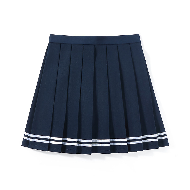 现货马卡龙纯色日系制服学院裙子