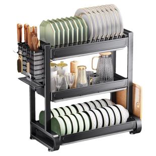 简约厨房碗碟置物架台面多功能碗盘沥水架子家用放碗筷滤水收纳柜