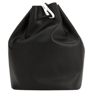 NOTHING WRITTEN春夏黑色牛皮革大容休闲通勤女士抽绳双肩背包