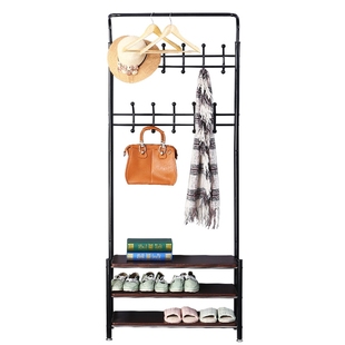 多功能鞋帽架包架组合家用门口落地头盔书包架 鞋柜衣帽架 金属架