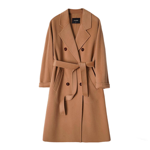 悦戎100%双面纯羊绒大衣女2025新款秋冬毛呢大衣外套双排扣101801