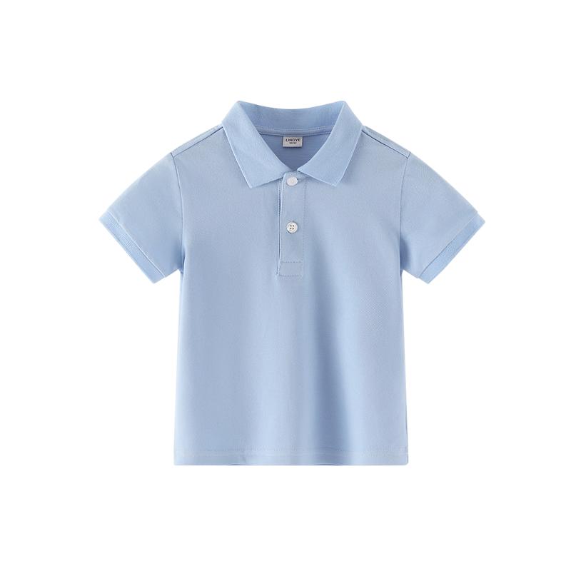 男童翻领polo衫纯色短袖儿童小学生校服女童班服白色纯色t恤夏装