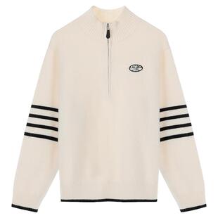 抗起球LAGOGO书卷小熊Polo毛衣女拉谷谷2025冬新款条纹加厚针织衫