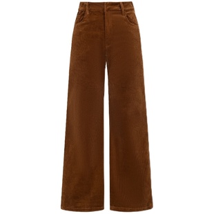 dorydory 原创裤子女复古感高腰微喇显瘦百搭色彩感灯芯绒长裤