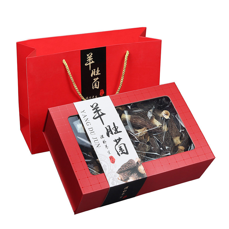 新款羊肚菌包装盒鱼胶名贵礼品灵芝深山特产姬松茸折叠盒500g250g