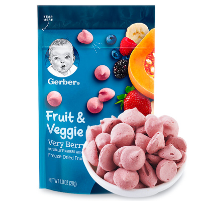 美国Gerer嘉宝溶豆酸奶溶豆草莓溶豆 婴儿奶豆宝宝辅食零食两个装