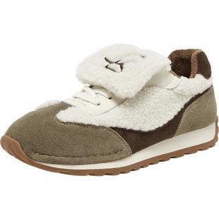 Bata休闲鞋女冬季新款通勤百搭德训鞋运动毛毛鞋8031DDM4