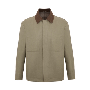 [巴恩风]SATCHI沙驰男装男士谷仓夹克春季新款休闲拼色长绒棉外套