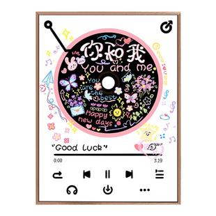 黑胶唱片diy数字油画手工涂色填充丙烯油彩画 定制生日礼物装饰画